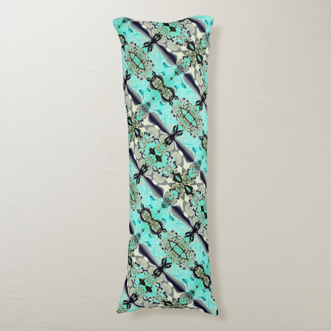 Cojín Gran espejo de tonos aguamarina y gris (Frente vertical)