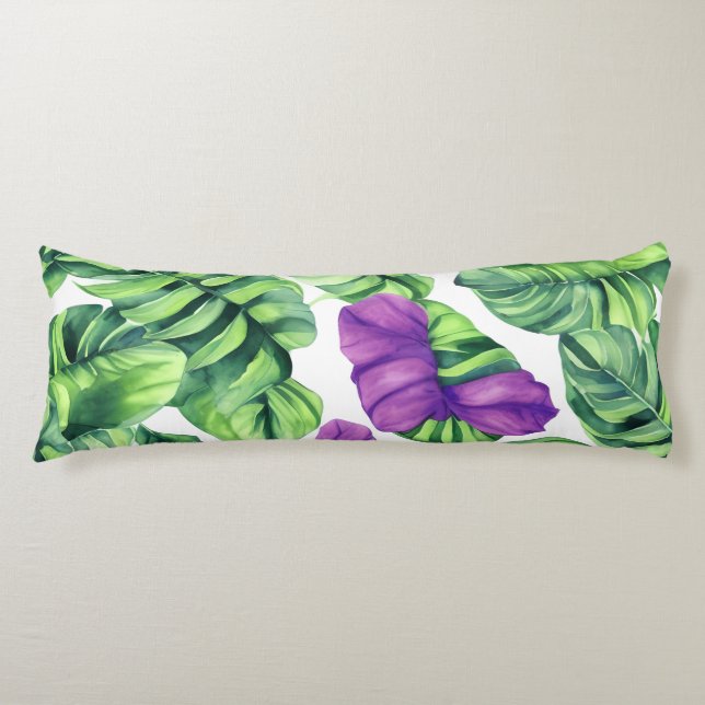 Cojín Gran patrón de planta púrpura tropical (Anverso)