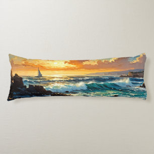 Cojín Gran Sunset dorado en el Mediterráneo marino