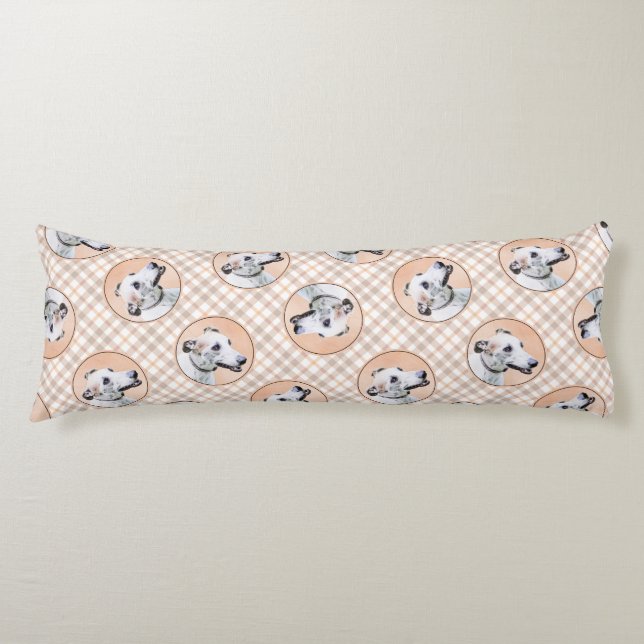 Cojín Greyhound Pintura Adorable Blanco Rojo Arte Origin (Anverso)