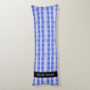 Cojín Griego Fret Arabesque Blue, Tu Nombre, Personaliza