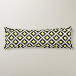 Cojín Gris oscuro, negro, diamantes de ikat amarillo de 