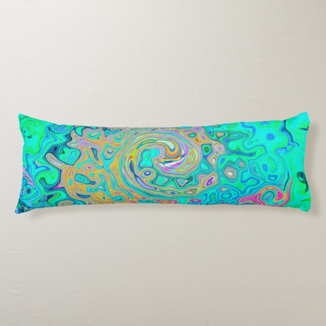 Cojín Groovy Abstract Retro Arcoiris Liquido Swirl (Anverso)