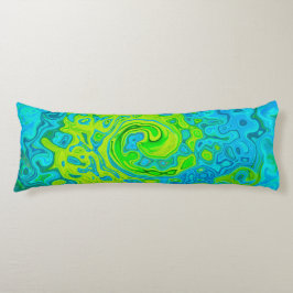 Cojín Groovy Chartreuse y Aquamarine Liquid Swirl