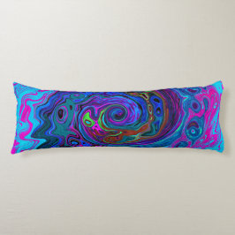Cojín Groovy Resumen Retro Azul y Púrpura Swirl