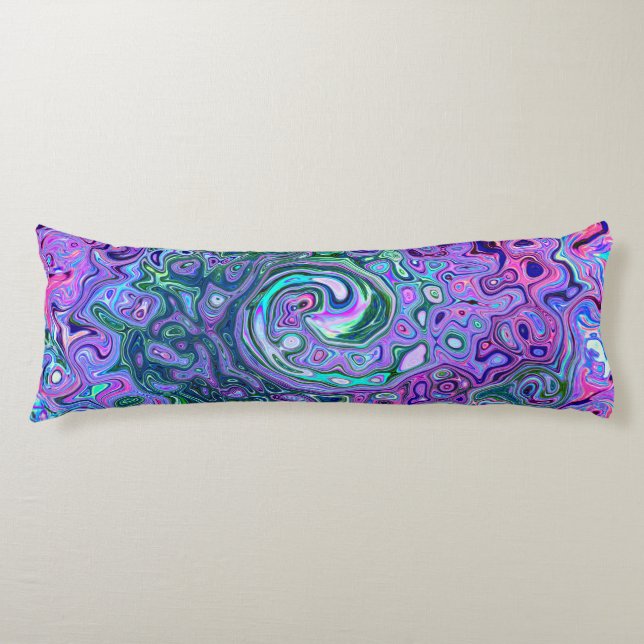 Cojín Groovy Resumen Retro Green y Purple Swirl (Anverso)