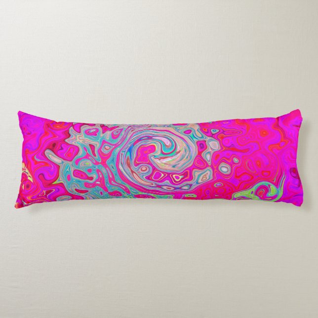 Cojín Groovy Resumen Verde azulado Azul y Rojo Swirl (Anverso)