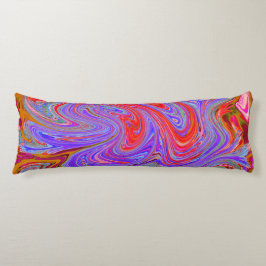 Cojín Groovy rojo y púrpura Resumen de arte retro