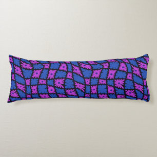 Cojín Groovy Wavy Trippy 60 Flores Cheques Blue Pink