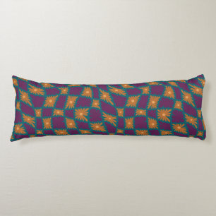 Cojín Groovy Wavy Trippy Naranja Cheques de flores de 60