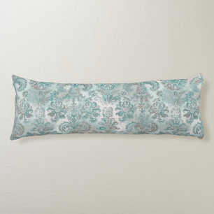 Cojín Grunge Damask Aqua Menta Azul Rosado Rosa