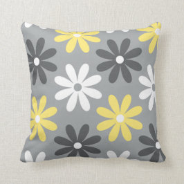 Cojín Grupo de Flores Gris y Amarillo