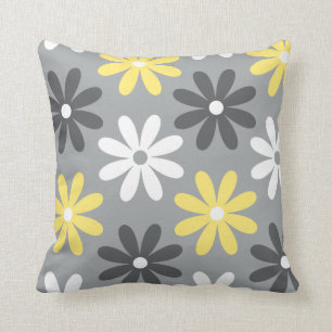Cojín Grupo de Flores Gris y Amarillo