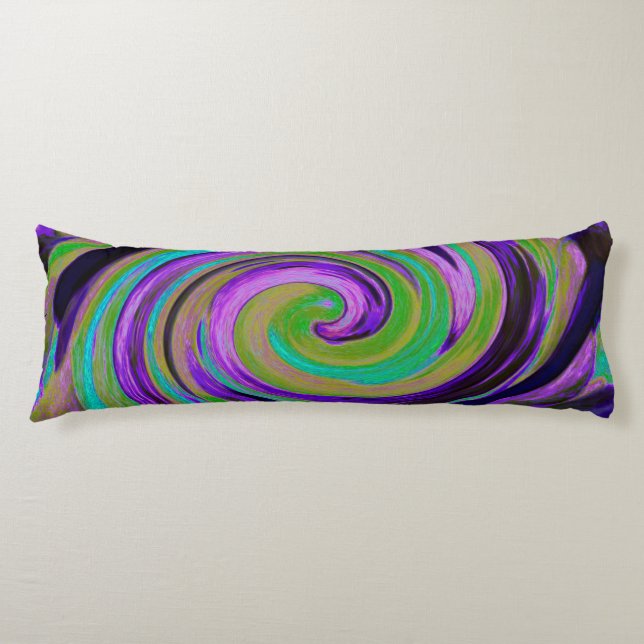 Cojín Guay Retro Purple and Chartreuse Liquid Art Swirl (Anverso)