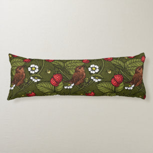 Cojín Guirnaldas y fresas en verde oscuro