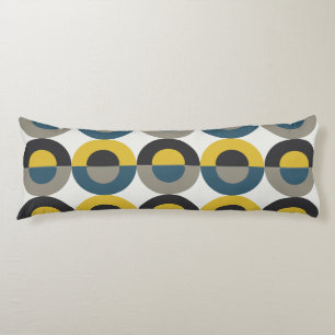 Cojín Gunmetal amarillo azul moderno de medio siglo