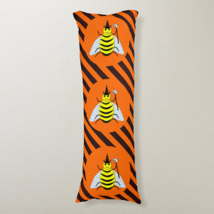 Cojín Halloween Magic Bee Witch Naranja y Black Stripes