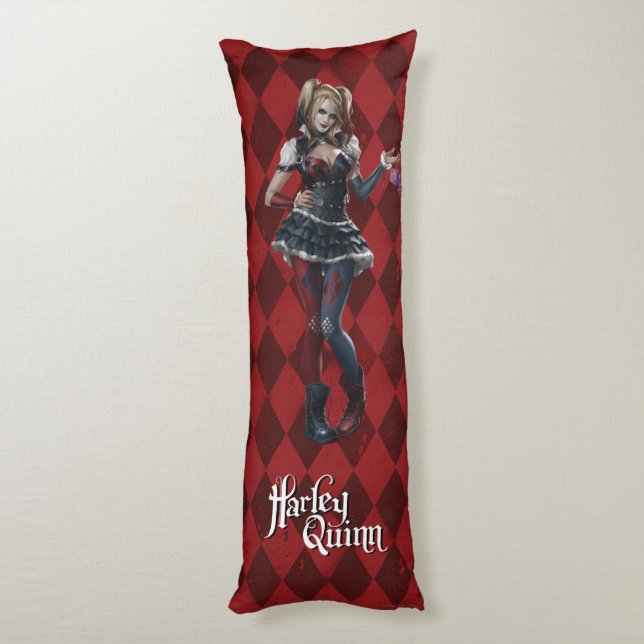 Cojín Harley Quinn con dados difusos (Atrás (Vertical))