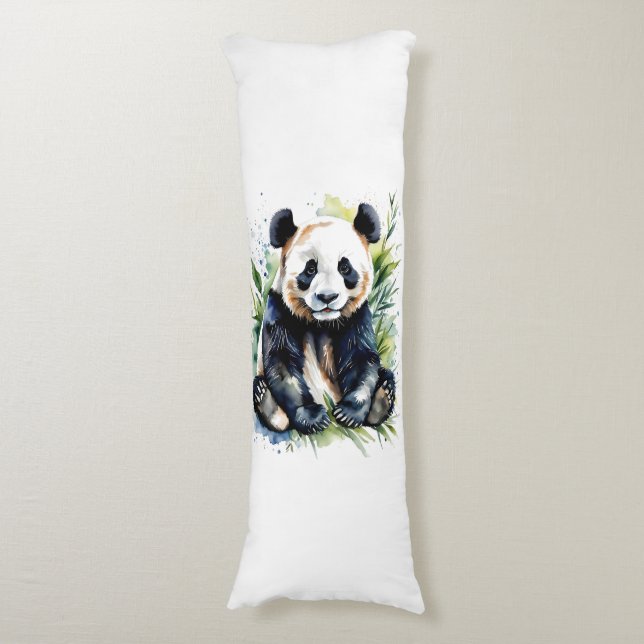 Cojín Hermosa acuarela Panda Bear (Frente vertical)