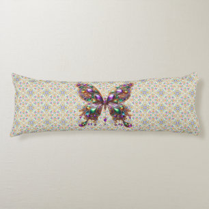 Cojín Hermosa mariposa de Mardi Gras con joyas
