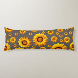 Cojín Hermosas flores amarillas sobre fondo gris