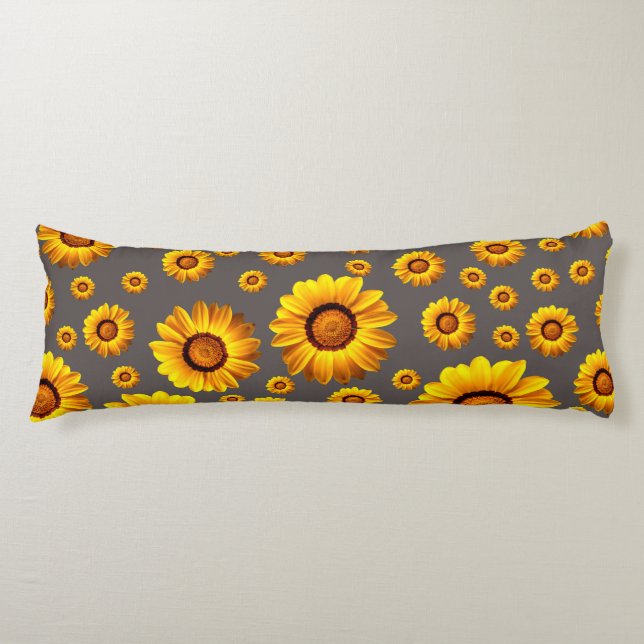 Cojín Hermosas flores amarillas sobre fondo gris (Anverso)