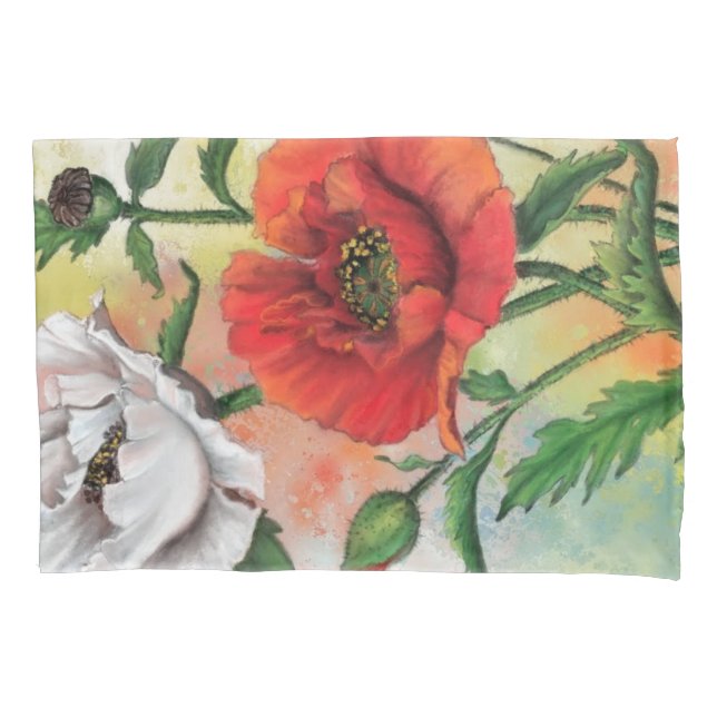Cojín Hermoso Funda de almohadillas blancas rojas (Anverso)