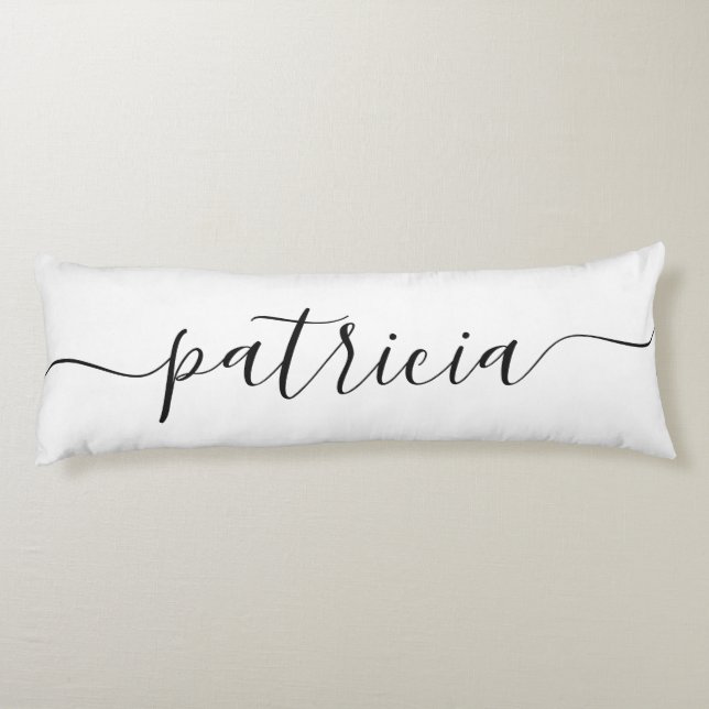 Cojín Hermoso NOMBRE Blanco Negro Script Reversible (Reverso)