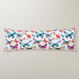 Cojín Hermoso patrón de mariposas en arcoíris con acuare