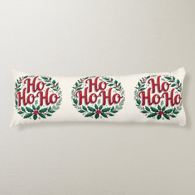 Cojín Ho Ho Ho Christmas Wreath Typography Design (Anverso)