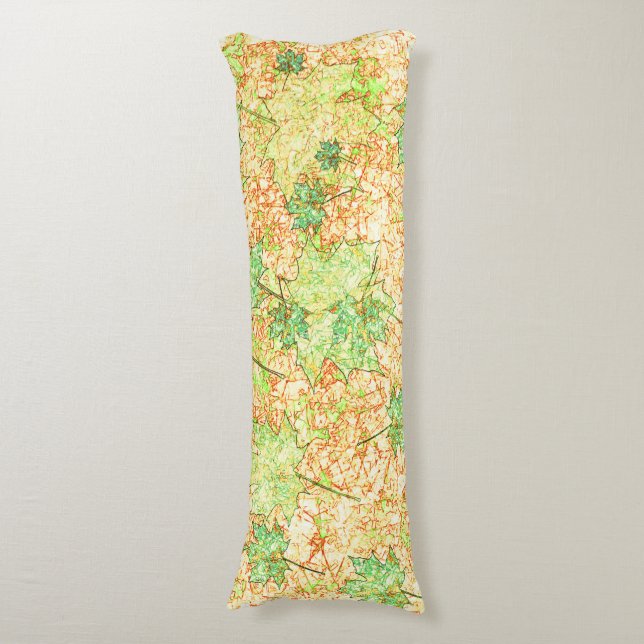 Cojín Hoja de accionamiento abstracta en suelo rayado, e (Frente vertical)