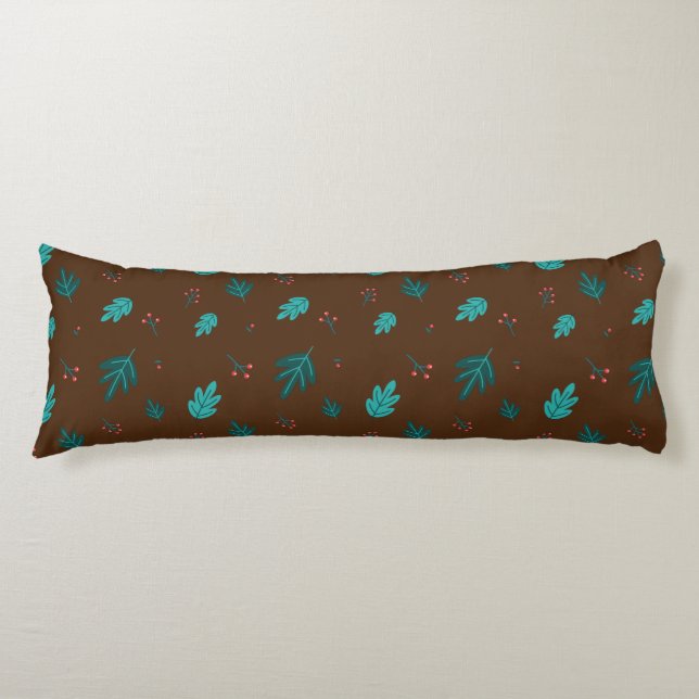 Cojín Hojas de árbol evergreen y Berries Red Holly (Anverso)