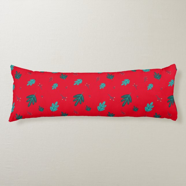 Cojín Hojas de árbol evergreen y Berries Red Holly (Anverso)