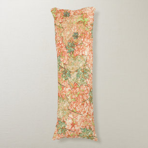 Cojín Hojas de cámara abstractas en el fondo de coral ra