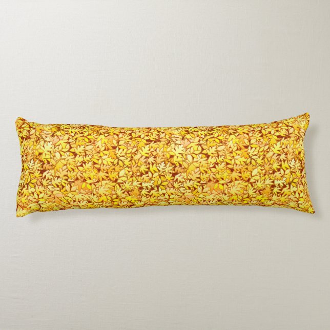 Cojín Hojas de otoño, amarillo dorado (Reverso)