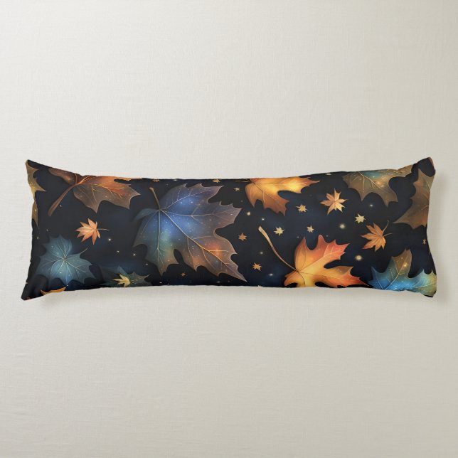 Cojín Hojas de otoño en un patrón de cielo stary (Anverso)
