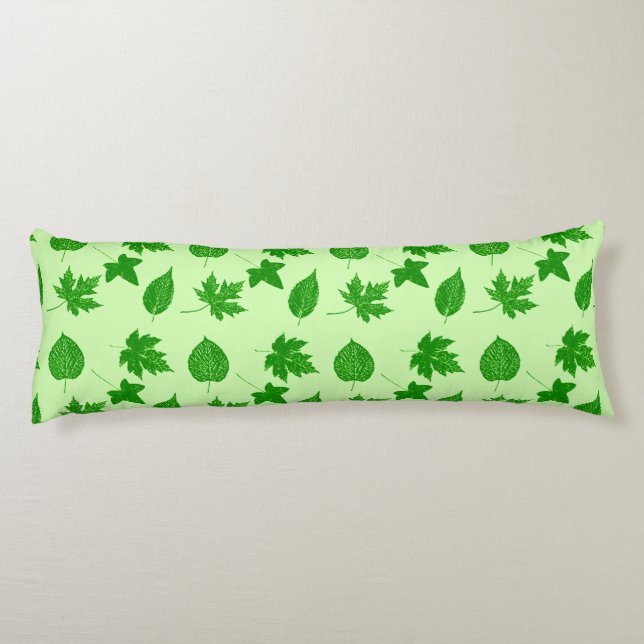 Cojín Hojas de otoño - verde esmeralda y lima (Reverso)