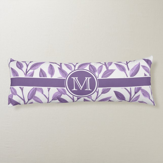 Cojín Hojas moradas oscuras personalizadas (Reverso)