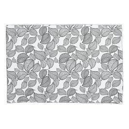 Cojín Hojas negras en la funda de almohada blanca