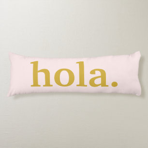 Cojín Hola, guión de oro y rosa
