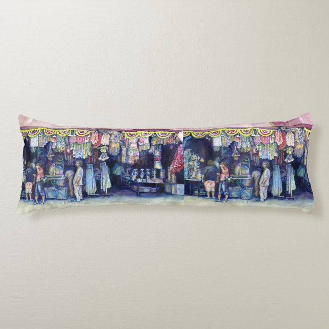 Cojín Hombre Loco en el mercado y en el centro, Singapur (Anverso)