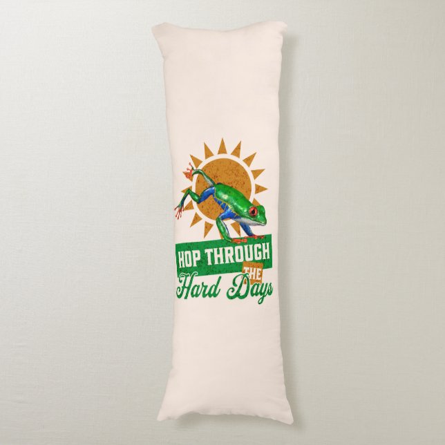 Cojín Hop through Hard Days Amazon Tree Frog (Frente vertical)