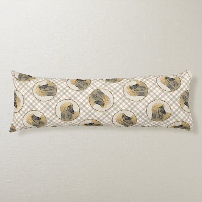 Cojín Hound afgano Black Masked Red Painting Mascota Per (Anverso)