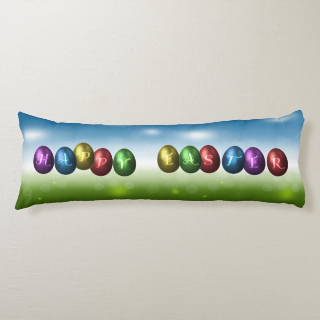 Cojín Huevos felices de Pascua coloridos (Anverso)
