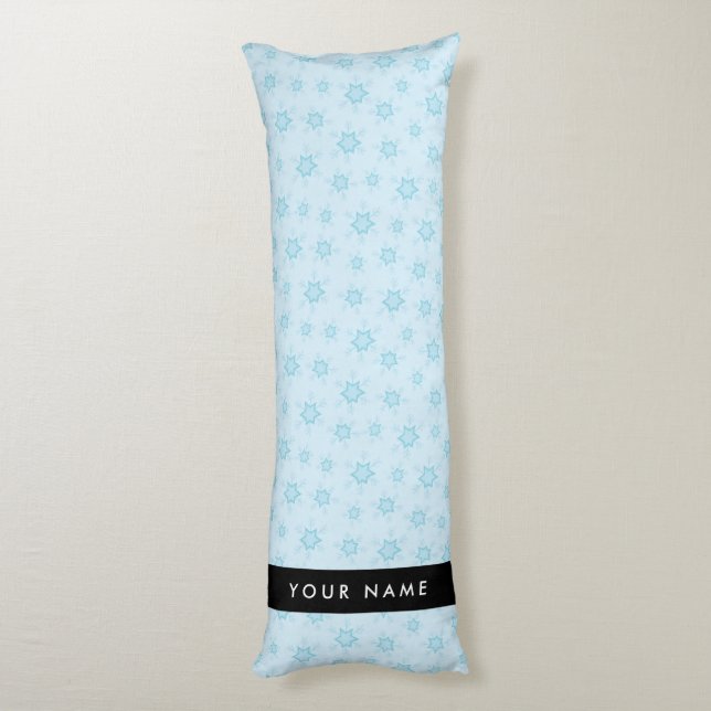 Cojín Ice Blue Snowflakes, su nombre, Personalice (Atrás (Vertical))