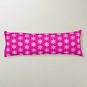 Cojín Ikat Snowflakes - Fuchsia y el hielo rosado