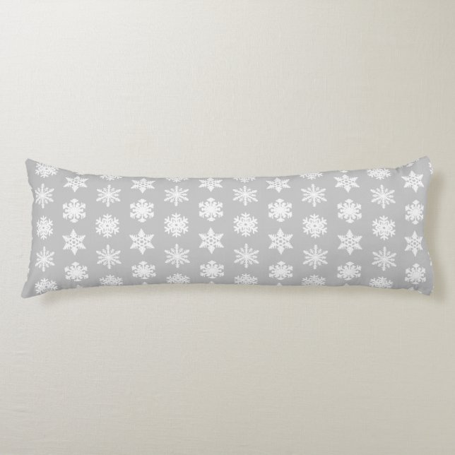Cojín Ikat Snowflakes - gris plateado y blanco (Anverso)
