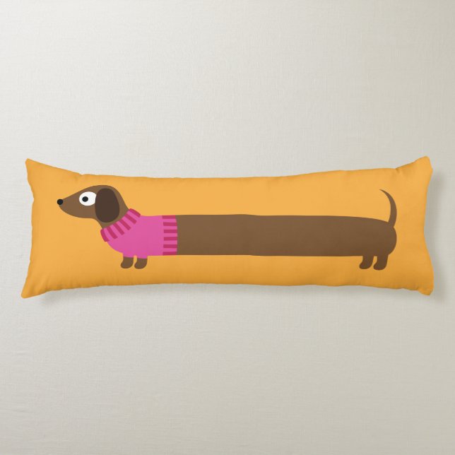 Cojín Ilustracion de Cute Long Dachshund (Anverso)