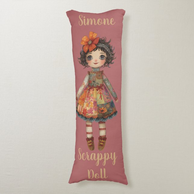 Cojín Ilustración de niña caprichosa de patchwork (Frente vertical)