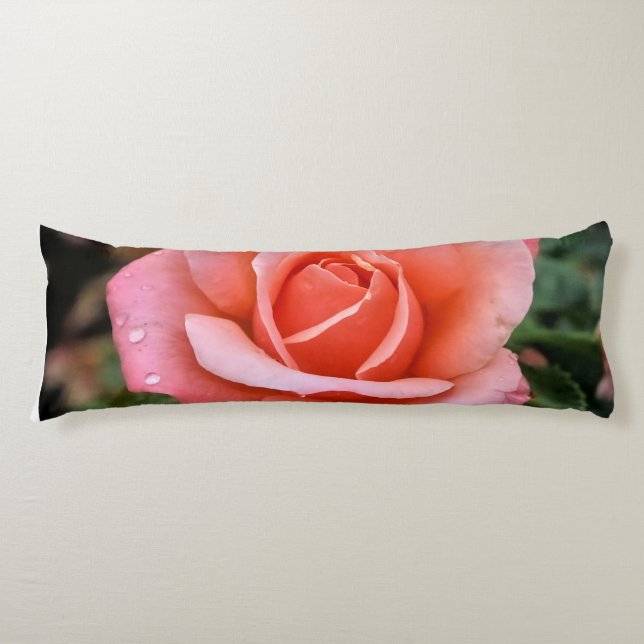 Cojín Impresión artística botánica de rosa romántica (Anverso)